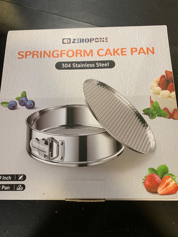 Photo 1 of ZeroPone 9 Inch 304 Stainless Steel Springform Pan with Removable Bottom, Nonstick Round Spring Form Cheesecake Pan with 30 Pcs Parchment Paper Liners
