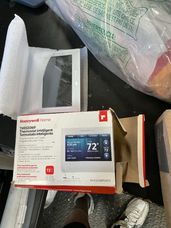 Photo 1 of Honeywell TH9320WF5003 Wi-Fi 9000 Color Touch Screen Programmable Thermostat, 3.5 x 4.5 Inch, White, 'Requires C Wire"