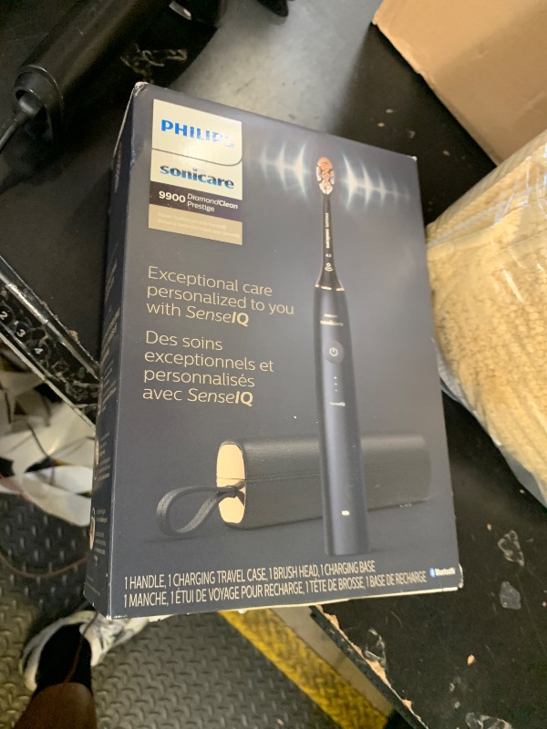 Photo 1 of Philips Sonicare DiamondClean 9900 Prestige Electric Toothbrush - with SenseIQ Technology and Advanced AI App, 5 Brushing Modes, 3 Intensity Levels, Charging Travel Case,Midnight Blue, Model HX9990/12