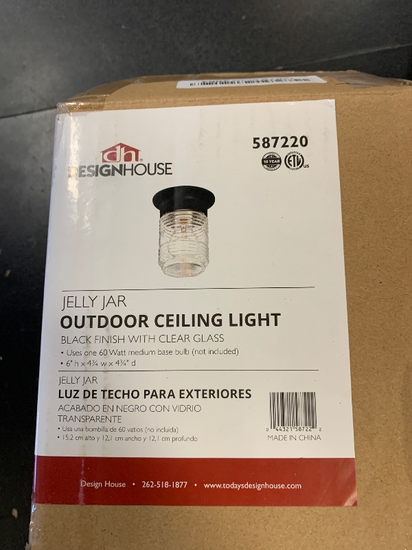 Photo 1 of Design House Jelly Jar Ceiling Light, Indoor/Outdoor, Flush Mount, Dimmable, Uses (1) 60W Bulb, Matte Black, 4.8 in. Diameter x 5.9 in. H, 587220