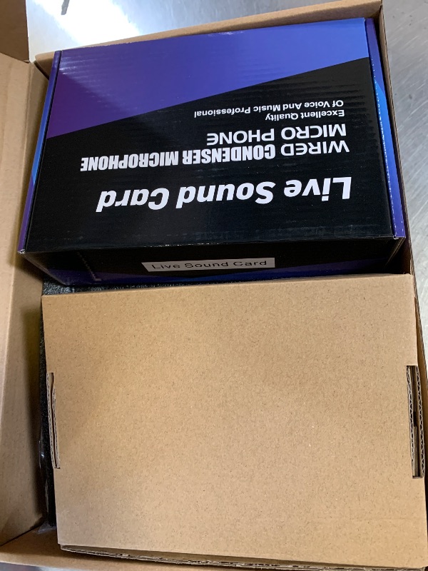 Photo 1 of Podcast Equipment Bundle for 2, RGB Audio Interface with XLR Condenser Microphone, and 3.5mm Mic, Mute,48V Phantom Power for Streaming,Gaming,Recording-Black (H1)