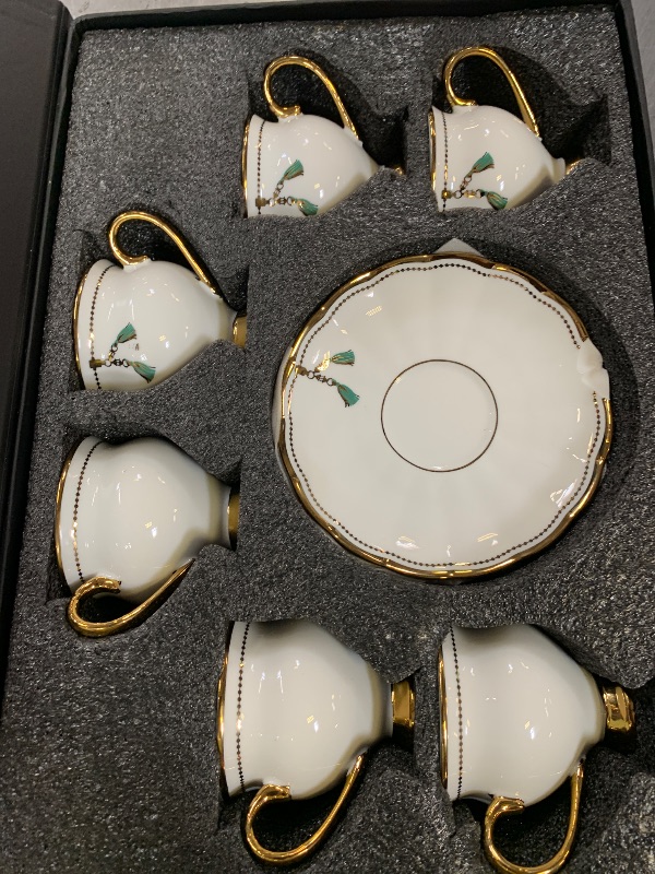 Photo 1 of derya home Liona Porcelain Espresso Cup Set, Turkish Coffee Cup Set of 6, Cups and Saucers (3 Oz) Cups