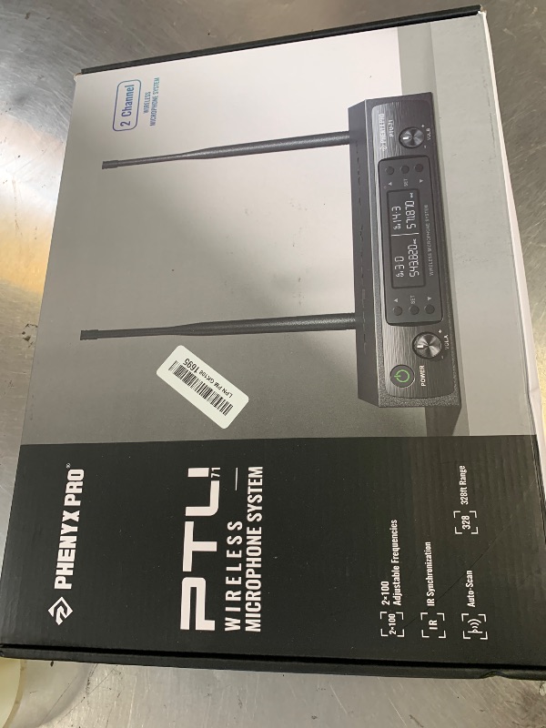 Photo 1 of Phenyx Pro Dual UHF Wireless Microphone System?Auto-Scan Cordless Mic Set w/ 2x100 Frequencies, 2 Bodypacks & Headsets/Lapel Microphones for Speaking, Singing, Church, DJ (PTU-71-2B)