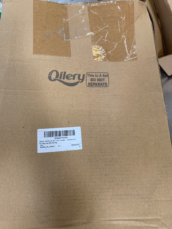 View 2 of Qilery 100 Pack 24" x 24" Large White Plastic Shopping Bags with Handles Reusable Merchandise Gift Bags Bulk for Small Business Merchandise Retail Grocery Packaging Gift Giving