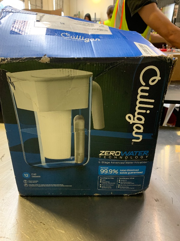 Photo 1 of Culligan with ZeroWater Technology 12-Cup Water Filter Pitcher – Includes 5-Stage Advanced Water Filter, IAPMO Certified to Reduce Lead, Total PFAS (Forever Chemicals), Mercury, Fluoride, and Chlorine