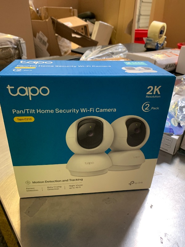 Photo 1 of Tapo 2K Pan/Tilt Security Camera for Baby Monitor, Dog Camera w/Motion Detection, 2-Way Audio Siren, Night Vision, Cloud&SD Card Storage, Works w/Alexa & Google Assistant, 2-Pack (Tapo C210P2)