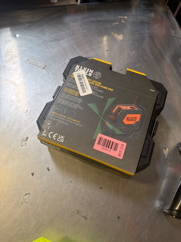 Photo 1 of Klein Tools 93LCLGR Self-Leveling Laser Level, Class 2 (<= 1mW @ 510-530 nm) Rechargeable, with Bright Green Cross-Lines and Red Plumb Spot, Magnetic and Ceiling Clamp Mounting