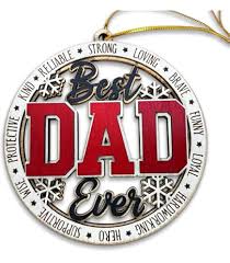 Photo 1 of Best Dad Ever Wooden Christmas Ornament – Rustic Holiday Tree Decoration, Unique Gift for Dad, Stocking Stuffer Christmas Ornament, Father Keepsake Ornament from Kids or Family