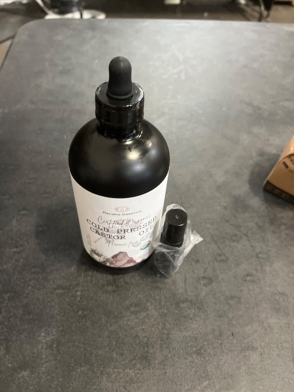 Photo 1 of Aavaha Essence Organic Castor Oil – Cold-Pressed, Hexane-Free, 100% Pure & USDA Certified – Cold Pressed Oil for Hair, Skin, Eyelashes & Brows – 16 oz Glass Bottle with Dropper + Mini Glass Roll-On