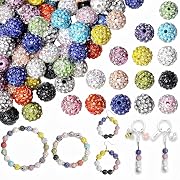 Photo 1 of 100pcs 10mm Rhinestone Beads for Jewelry Making 15 Mixed Colors Shiny Round Bulk Shamballa Sparkle Crystal Rhinestone Beads for Crafting Earring Baseball Necklace DIY Clay Bracelets