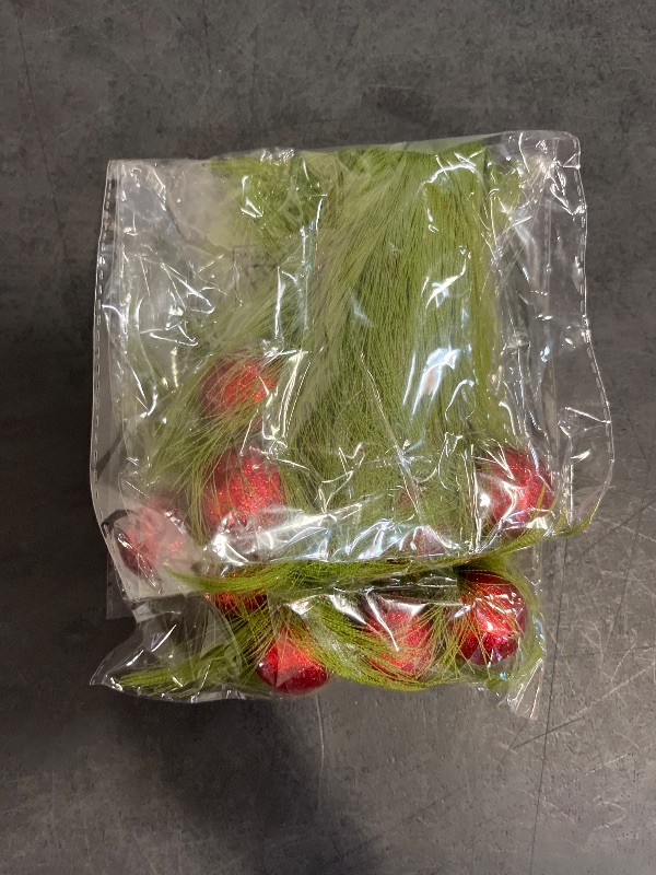 Photo 1 of 10 Pcs Christmas Tree Topper 17" Lime Green Curly Tree Picks with Red Ball Xmas Artificial Green Stems Ornaments for Tree Christmas Vase Fillers Wreath Home Party Holiday Docor