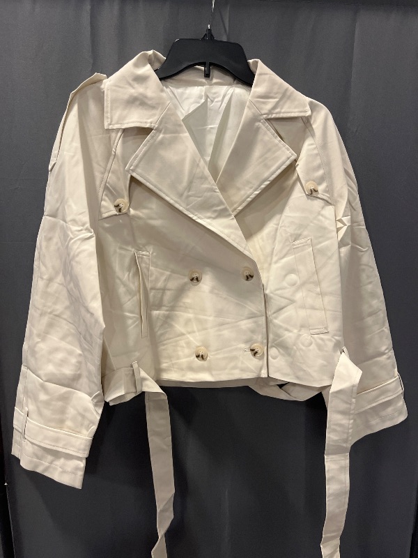 View 2 of *Hole In Belt* Size L Imily Bela Womens Lapel Trench Coat Double Breasted Cropped Jacket Casual Outwear with Belt