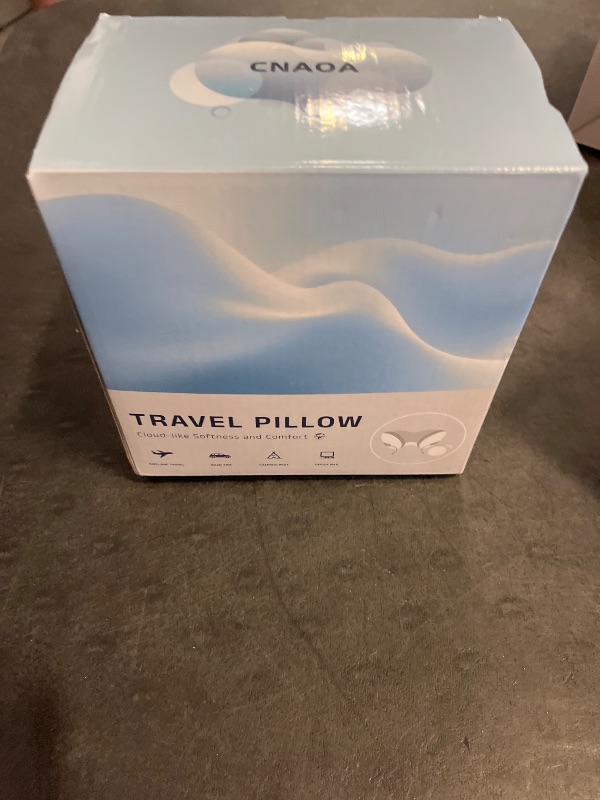 Photo 1 of CNAOA Travel Pillow for Airplanes, Neck Pillow eases Neck and Shoulder Pain on Long Flights, Adaptive Memory Foam Sleep Support, Portable Carry Case, Eye Mask and Earplugs Travel Set(Grey I)