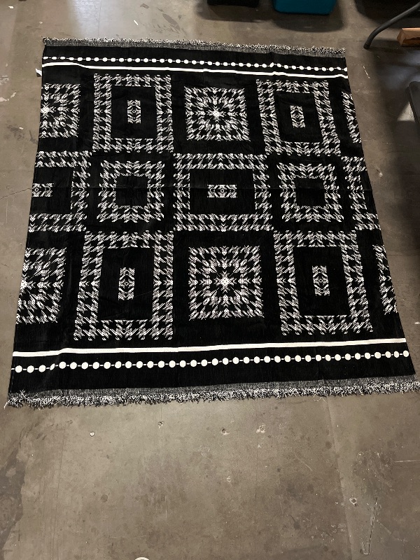 Photo 1 of Beige and Black Cotton Throw Blanket