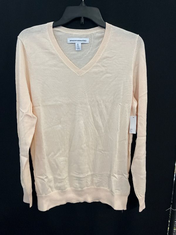 Photo 1 of Size L Amazon Essentials Women's Lightweight Long-Sleeve V-Neck Sweater, Ecru, Large