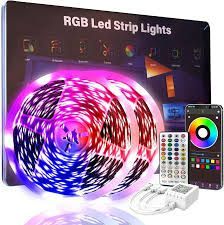 View 1 of 200 FT Led Lights for Bedroom (2 Rolls 100 FT), Music Synchronized Smart Led Strip Lights, Ultra Long with Remote Application Control Bluetooth LED Lights, Color Change RGB Light