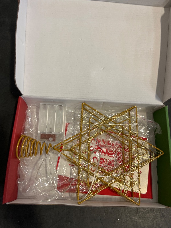 Photo 1 of 11 Inch Christmas Tree Star Topper 3AA Battery Powered Christmas Tree Topper Lighted, Gold Iron Christmas Tree Star Topper with 20LED Lights, for Christmas, Party & Home(Warm Light)