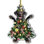 Photo 1 of 2025 Black Labrador Retriever Dog Christmas Ornament - Adorable Dog Dressed as a Christmas Tree - Fun and Festive Acrylic Decoration (Black Labrador Retriever Tree)