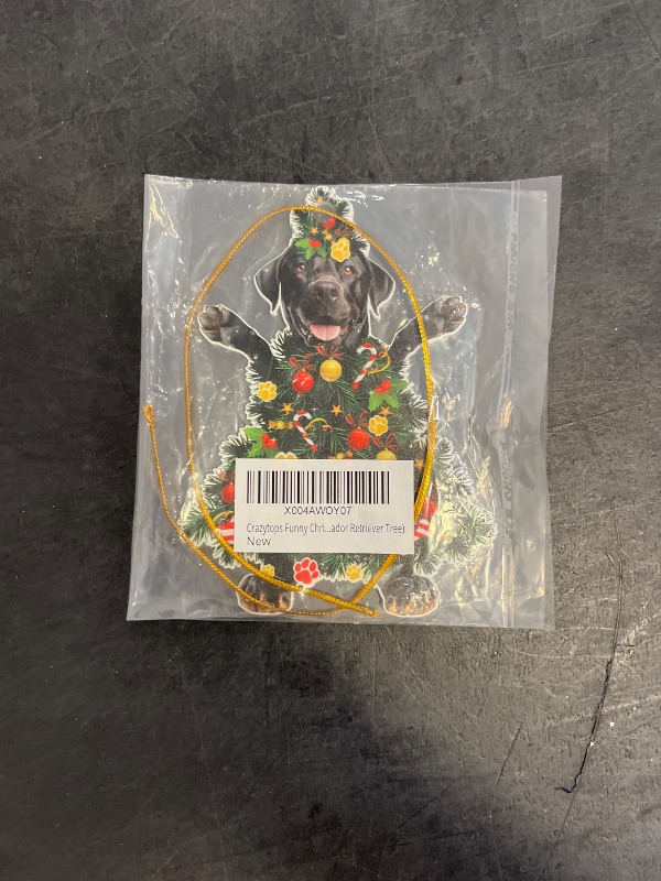 Photo 1 of 2025 Black Labrador Retriever Dog Christmas Ornament - Adorable Dog Dressed as a Christmas Tree - Fun and Festive Acrylic Decoration (Black Labrador Retriever Tree)