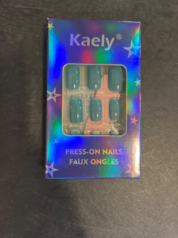 Photo 1 of XZMeiLun Cat Eye Light Cyan Press On Nails Medium Long Length Square, Designer Reusable Acrylic Fake Nail with Glue, Glossy Gel Nails Wedding Party, Stick On Glue On Nail, Nails Press Ons for Women