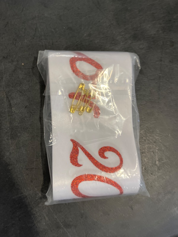 View 2 of Ashaqshnglee Senior Sash 2025, 6 Pack White Senior 2025 Satin Sashes with Red Glitter Letters Graduation Sash Finally Graduated Senior Cheer Sash Party Supplies
