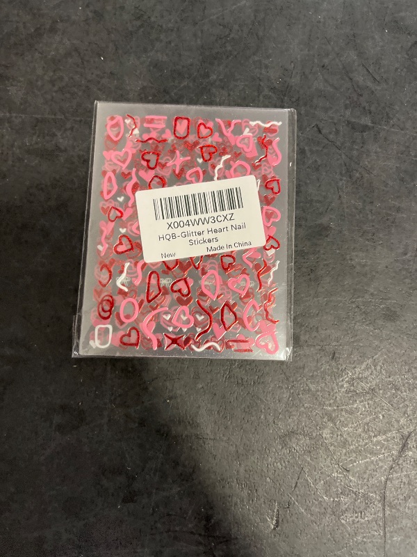 Photo 1 of 8 Sheets Valentines Day Nail Stickers, Red Pink Heart Nails Stickers for Women Valentine Gift Nail Decoration
