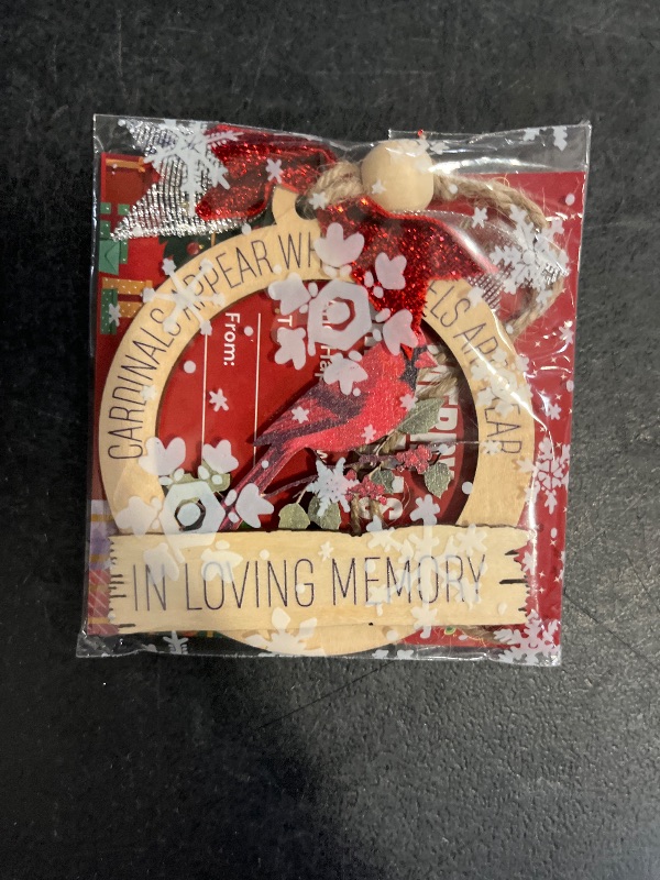 View 2 of Cardinal Appear When Angels Are Near Christmas Ornaments, Sympathy Gifts for Loss of Loved One, In Memory of Loved One Gift, Cardinal Memorial Gift, Angel Ornament, Wooden Christmas Ornament (H25)