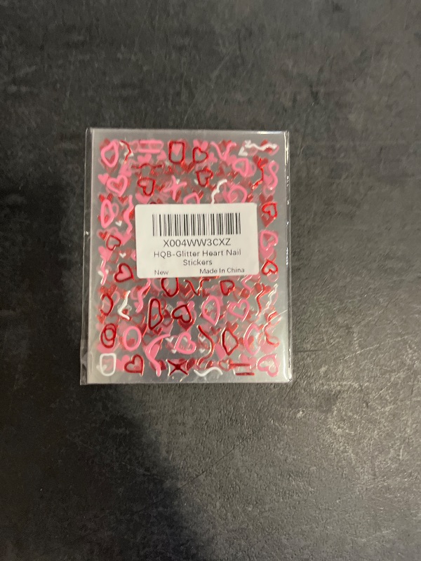 Photo 1 of 8 Sheets Valentines Day Nail Stickers, Red Pink Heart Nails Stickers for Women Valentine Gift Nail Decoration
