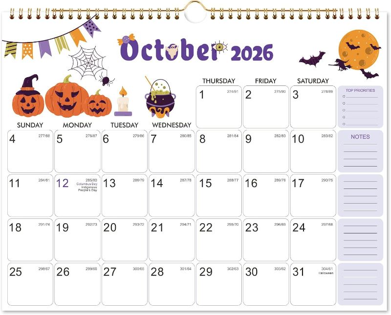 Photo 1 of 2026 Calendar - 2026 Wall Calendar 12 Month, January 2026 - December 2026, 15" x 11.5", Twin-Wire Binding, Holidays Reminder, Thick Paper, Julian Dates
