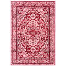 Photo 1 of Brentwood Red/Ivory 2 ft. x 3 ft. Distressed Border Medallion Area Rug