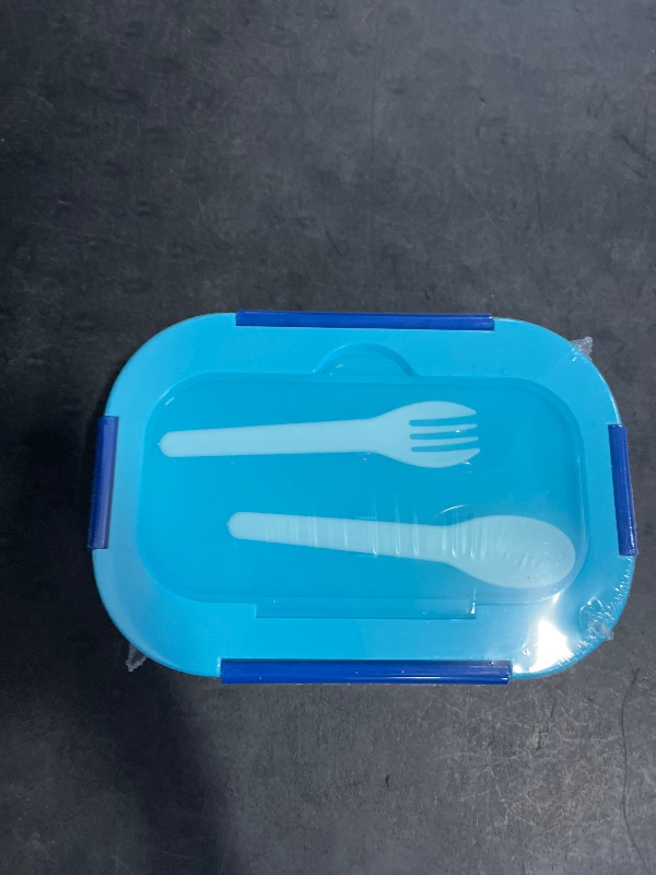 Photo 1 of DifaBella Kids Lunch Box with Antispill Lid, Bento Box for Kids with 4 Compartments BPA-Free Plastic, Spoon & Fork Included, Compact and Colorful Meal Container (Blue), 8.66 x 5.9 x 2.7