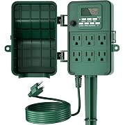 Photo 1 of BN-LINK Outdoor Power Stake Timer, 6 Outlets, 8-Program Digital Timer | 8 programs; random/DST modes; 6 ft cord; weatherproof in-use cover; for yard, garden and holiday lights