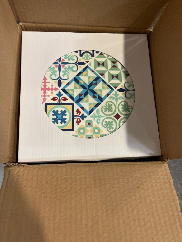 Photo 1 of Ceramic Trivets for Hot Dishes, 7.8" Decorative Trivet Set Heat Resistant Mats Pot Holders, Set of 4 Ceramic Pot Mats with Geometric Patterns and Cork Base, Housewarming Gift Idea