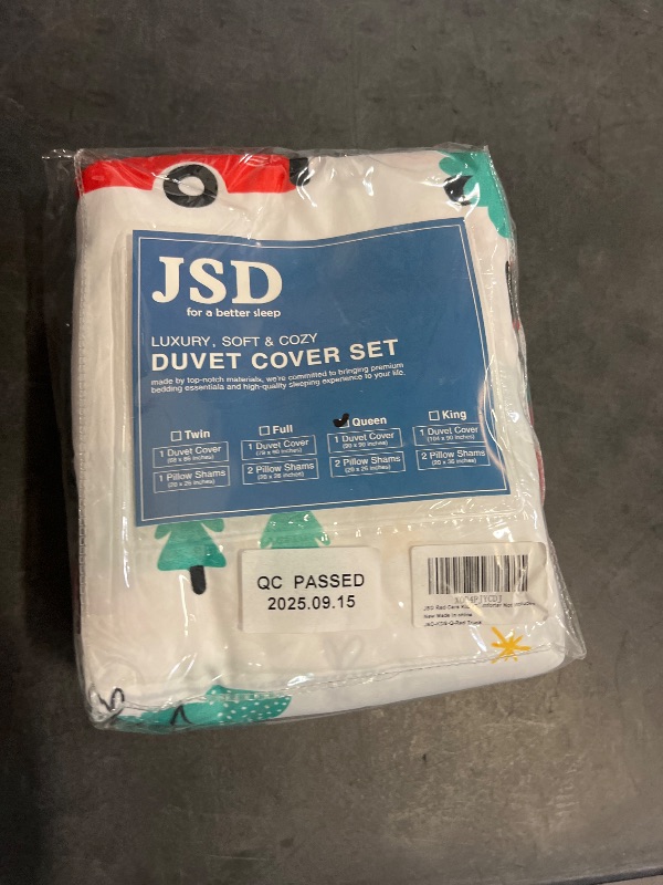 View 2 of (QN) JSD Red Cars Kids Christmas Duvet Cover Set Queen Size, 3 Piece Xmas Comforter Cover with Pillow Sham Zipper Closure, Comforter Not Included