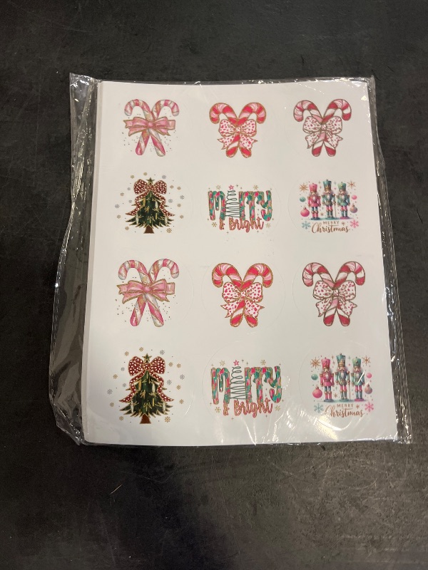Photo 1 of 120pcs Christmas Candy Cane Stickers Bow Merry Christmas Tree Self-Adhesive Decals Xmas Winter Holiday Stickers for Envelopes Seal Greeting Cards Gift DIY Crafts Party Supplies Decor(glitter120)