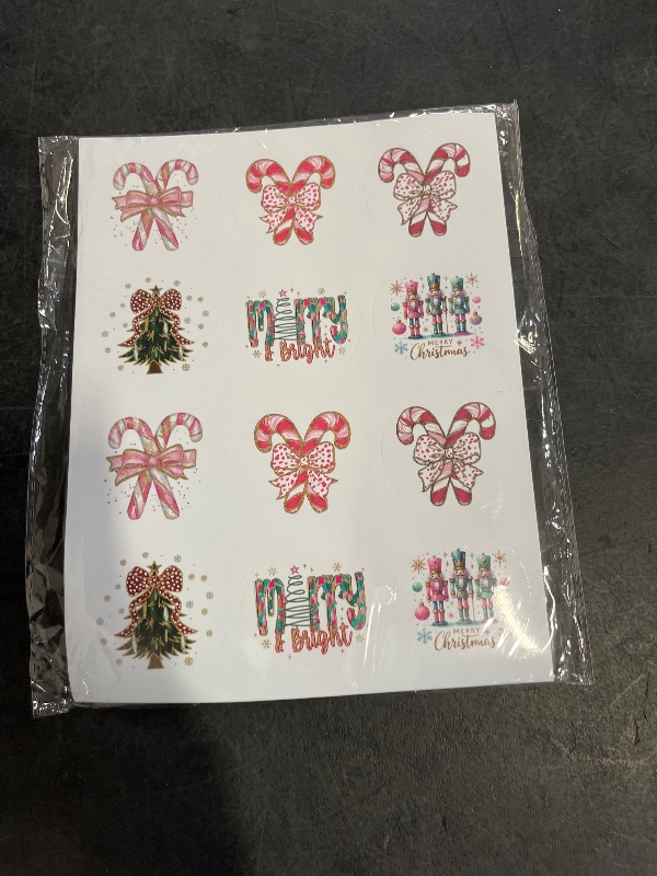 Photo 1 of 120pcs Christmas Candy Cane Stickers Bow Merry Christmas Tree Self-Adhesive Decals Xmas Winter Holiday Stickers for Envelopes Seal Greeting Cards Gift DIY Crafts Party Supplies Decor(glitter120)