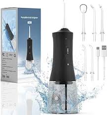 Photo 1 of AIRROBO Cordless Water Flosser for Teeth with 4 Cleaning Modes, 6 Jet Tips, 265ML Water Tank, IPX7 Waterproof, Rechargeable Portable Oral Irrigator , W1 , Black