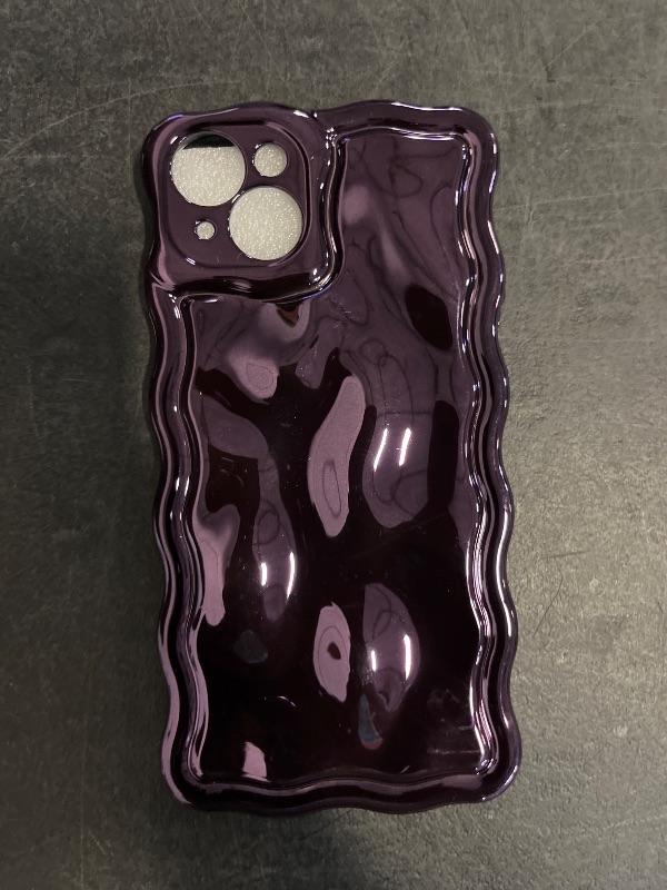 Photo 1 of Compatible with iPhone 15 Plus Wavy Phone Case, Cute 3D Wave Bubble Pattern and Stylish Wavy Border Soft TPU Protection Shockproof Phone Case for Women Girls for iPhone 15 Plus purple