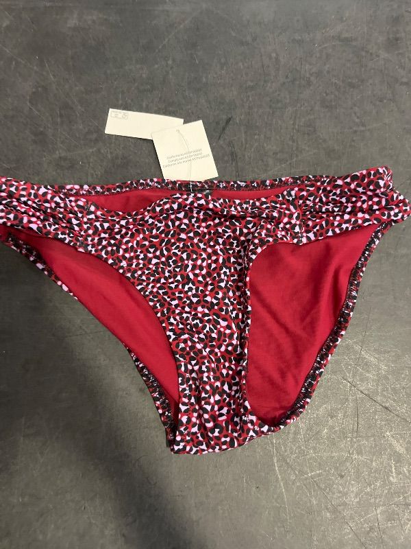 Photo 1 of Size S Amazon Essentials Women's Ruched Full Coverage Bikini Bottom, Brick Red Leopard, Small