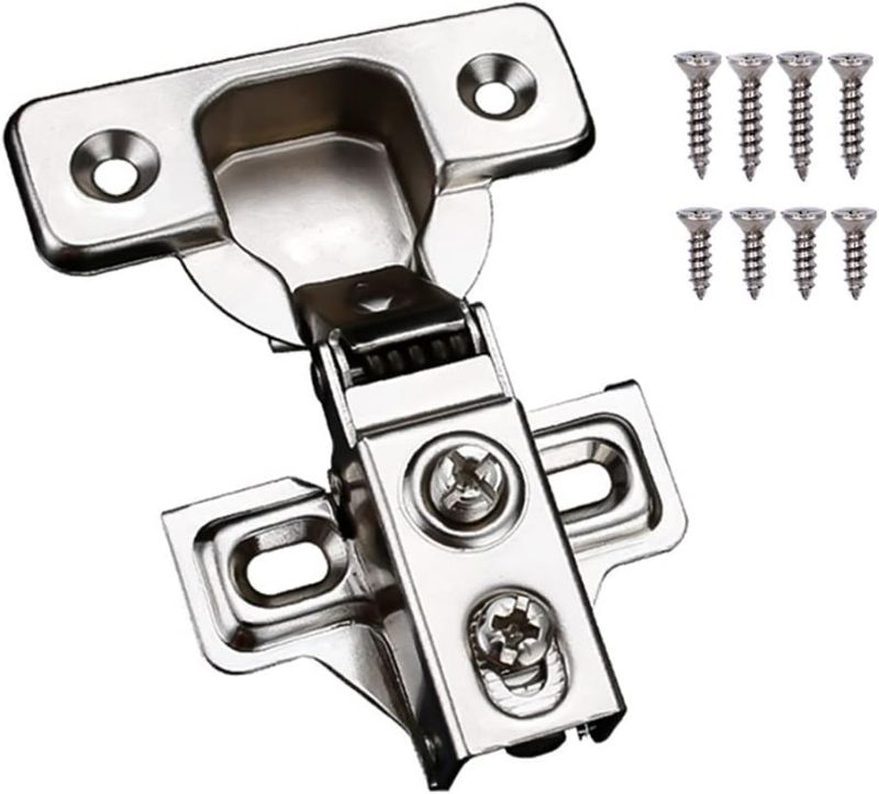 Photo 1 of KONIGEEHRE 60 Pack Soft Close Cabinet Door Hinges for 1/2 Inch Overlay Cupboard Door, 105 Degree Opening Angel, Stainless Concealed Kitchen Cabinet Hinges with Mounting Screws and Manual