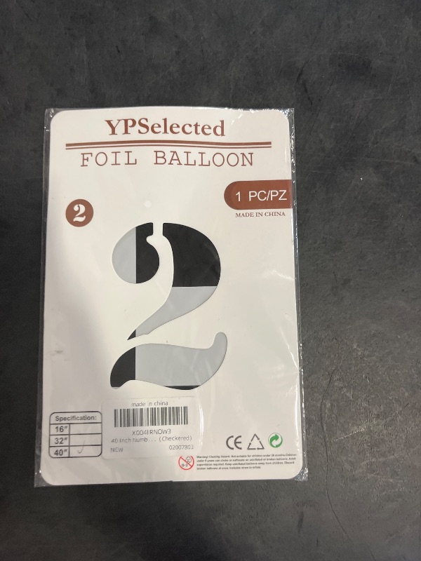 Photo 1 of 40 Inch Large Foil Helium Number Balloon Birthday Wedding Party 0-9 (Checkered, 2)