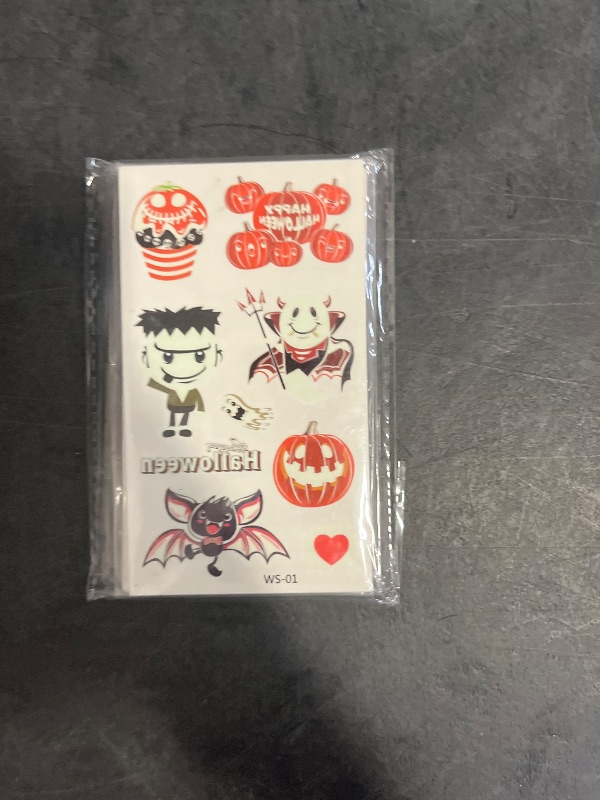 Photo 1 of 220Pcs Luminous Halloween Temporary Tattoos for Kids,20Sheets Halloween Glow in The Dark Trick or Treat Fake Tattoo Stickers for Boys Girls Adult Gifts Crafts Party Decorations Favors Supplies