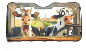 Photo 1 of Funny Cow Car Windshield Sun Shade,Cattle Auto Front Window Sunshield Heifer Sun Visor Universal Fit Car Sunshade,Keep Vehicle Cool,UV Rays for Truck,SUV,Car