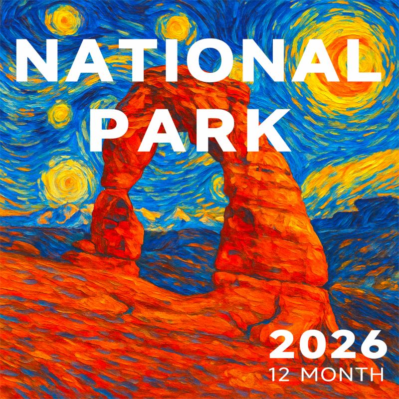 Photo 1 of 2026 Wall Calendar, 12" x 12" National Parks Calendar — Large Monthly Layout, Thick Premium Paper, 12" x 24" Open, Includes Monthly Planner Features
