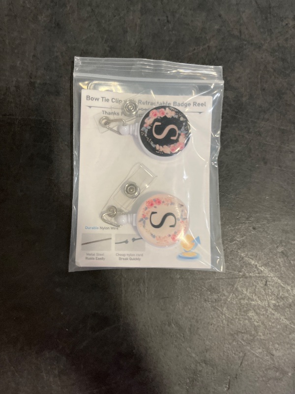Photo 1 of 2Pcs A-Z Letter Badge Reels with Vertical Clear Plastic ID Card Holders (2.5" x 3.7") Retractable Name Tag ID Clip Holder Nursing Student RN Pediatric Teacher Office Work Accessories S