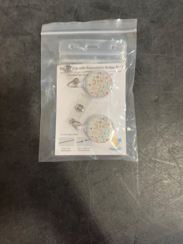 Photo 1 of 2Pcs Rainbow Flowers Badge Reels with Vertical Clear Plastic ID Card Holders (2.5" x 3.7") Retractable Name Tag ID Clip Holder Nursing Student RN Pediatric Teacher Office Work Accessories 2