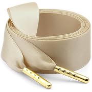 Photo 1 of Silk Ribbon Sneakers Shoelaces: 2 Pairs 22mm Wide Satin Shoe Laces | Soft Satin Material, Golden Metal Tips, 31/39/47/55/63/71 Inch, 15 Colors Options