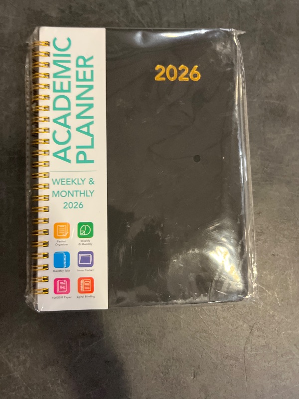 Photo 1 of Academic Planner 2026 - Hardcover Weekly & Monthly Calendar Agenda, Daily Planner for Students & Teachers, 8.5" x 6.3" Portable Size?Daily Agenda Book with Tabs, College Organizer Notebook (black)