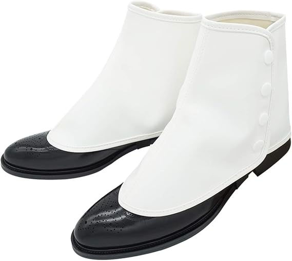 Photo 1 of Gangster Spats for Men Roaring 20s White 1920s Accessories Gangster Spats Shoes Covers