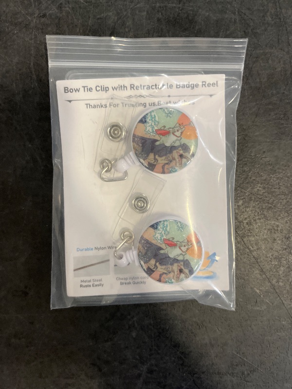 Photo 1 of 2Pcs Dinosaur Cat Badge Reels with Vertical Clear Plastic ID Card Holders (2.5" x 3.7") Retractable Name Tag ID Clip Holder Nursing Student RN Pediatric Teacher Office Work Accessories